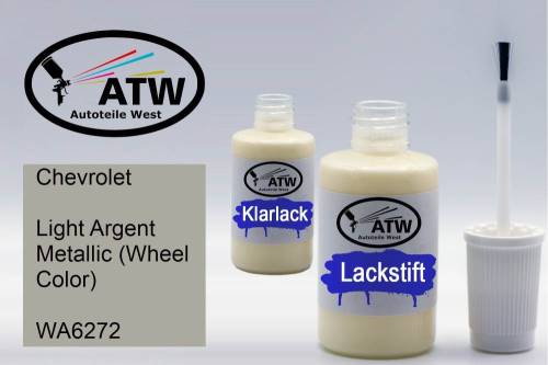 Chevrolet, Light Argent Metallic (Wheel Color), WA6272: 20ml Lackstift + 20ml Klarlack - Set, von ATW Autoteile West.